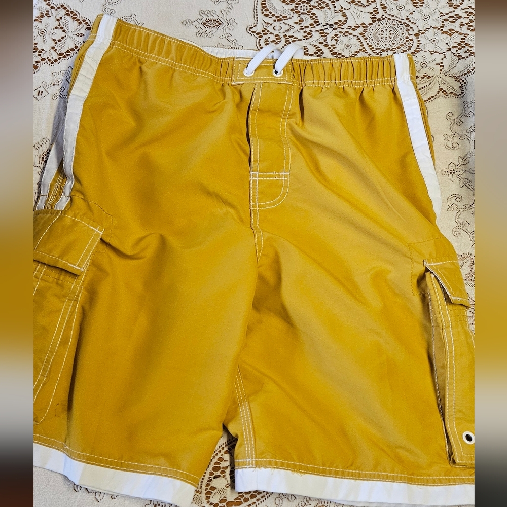 Yellow Athletic Shorts with Sporty Stripes